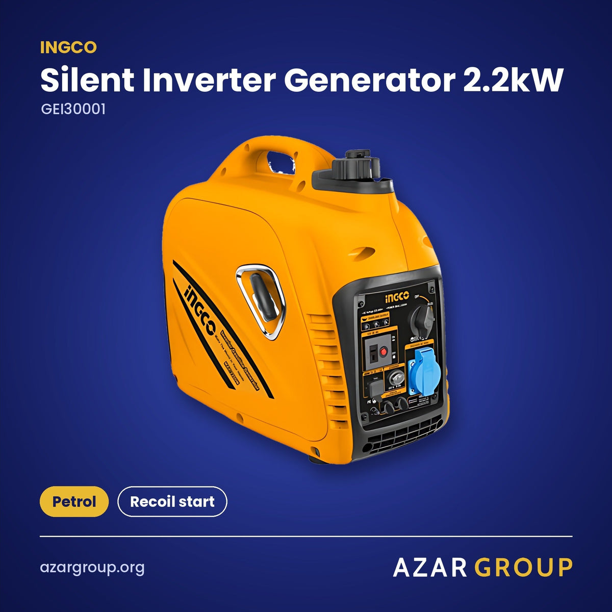 INGCO GEI30001 Silent Inverter Generator 2.2kW – Petrol, Recoil start
