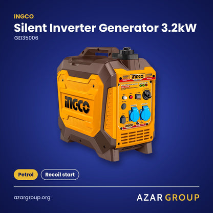 INGCO GEI35006 Silent Inverter Generator 3.2kW – Petrol, Recoil start