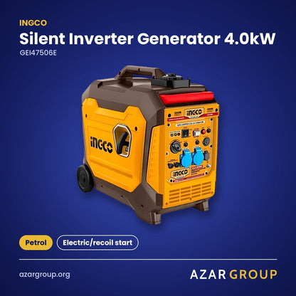 INGCO GEI47506E Silent Inverter Generator 4.0kW – Petrol, Electric/recoil start
