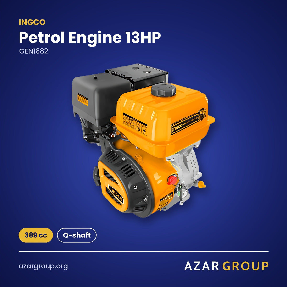 INGCO GEN1882 Petrol Engine 13HP – 389 cc, Q-shaft