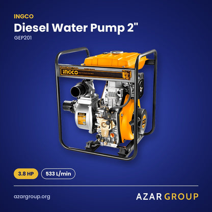 INGCO GEP201 Diesel Water Pump 2" – 3.8 HP, 533 L/min