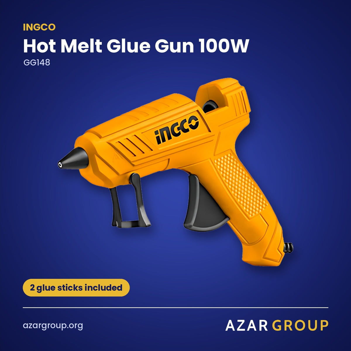 INGCO GG148 Hot Melt Glue Gun 100W – 2 glue sticks included