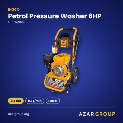 INGCO GHPW2003 Petrol Pressure Washer 6HP – 214 bar, 8.7 L/min, Petrol