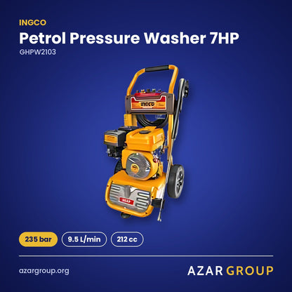 INGCO GHPW2103 Petrol Pressure Washer 7HP – 235 bar, 9.5 L/min, 212 cc