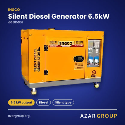 INGCO GSE65001 Silent Diesel Generator 6.5kW – 6.5 kW output, Diesel, Silent type