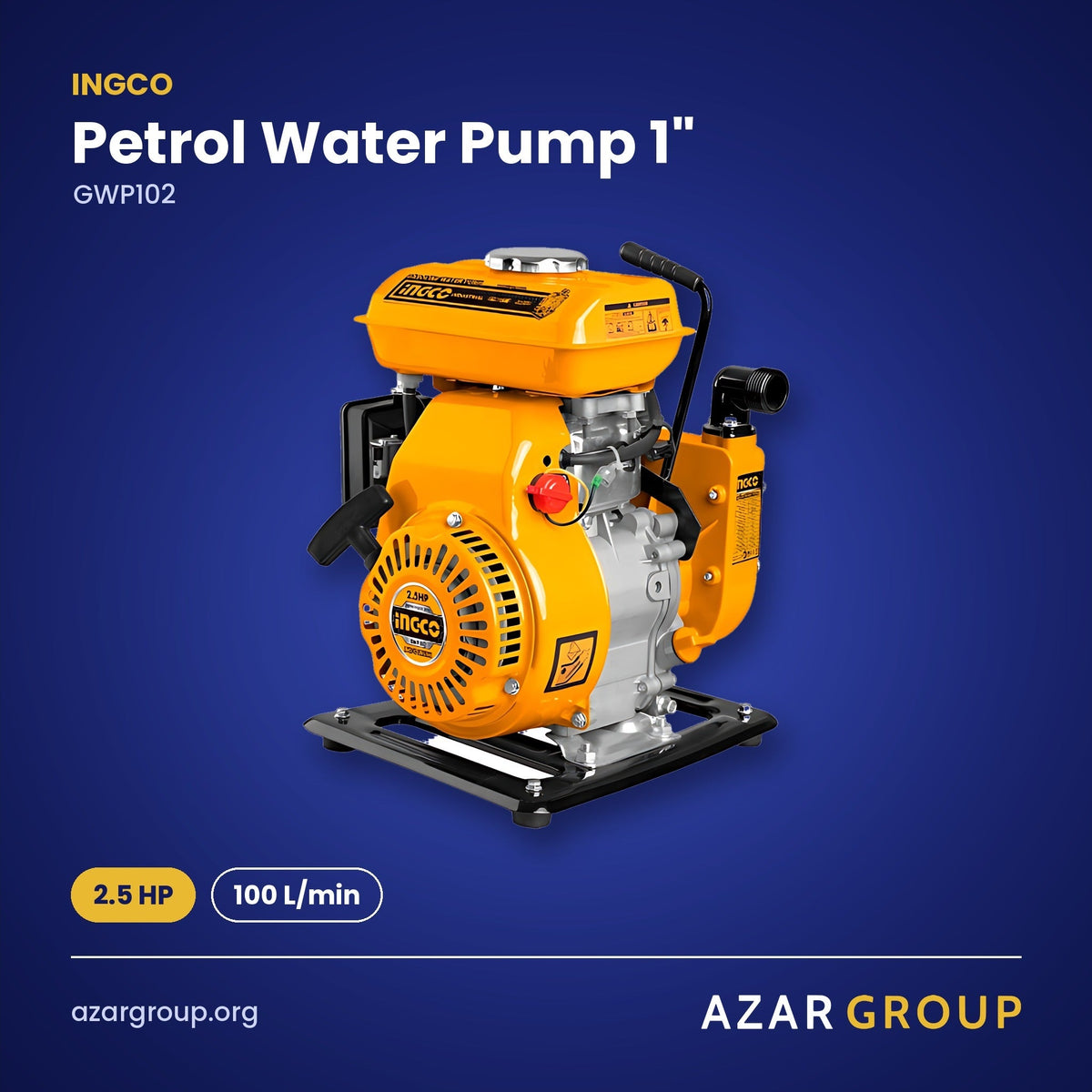 INGCO GWP102 Petrol Water Pump 1" – 2.5 HP, 100 L/min