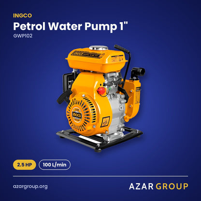 INGCO GWP102 Petrol Water Pump 1" – 2.5 HP, 100 L/min