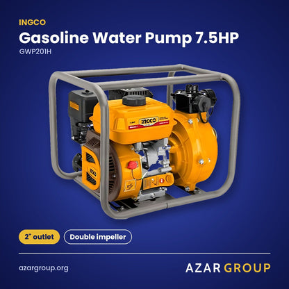 INGCO GWP201H Gasoline Water Pump 7.5HP – 2" outlet, Double impeller