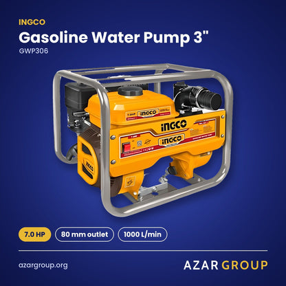 INGCO GWP306 Gasoline Water Pump 3" – 7.0 HP, 80 mm outlet, 1000 L/min