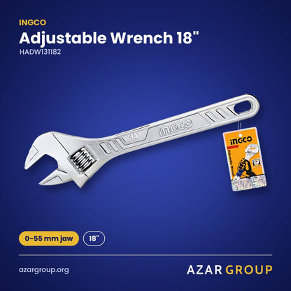 INGCO HADW131182 Adjustable Wrench 18" – 0-55 mm jaw, 18"