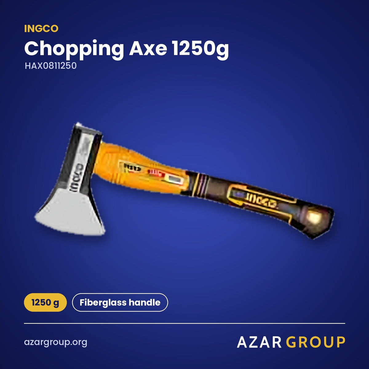 INGCO HAX0811250 Chopping Axe 1250g – 1250 g, Fiberglass handle
