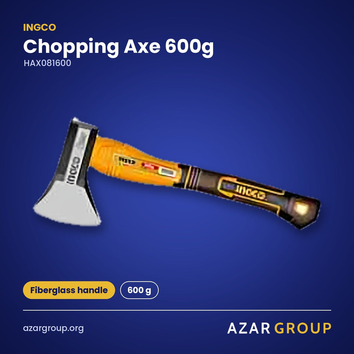 INGCO HAX081600 Chopping Axe 600g – Fiberglass handle, 600 g