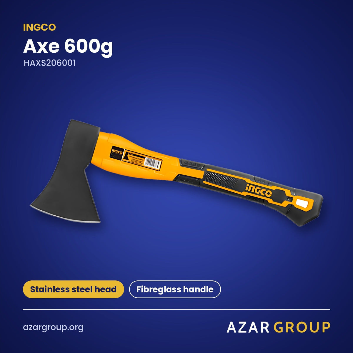 INGCO HAXS206001 Axe 600g – Stainless steel head, Fibreglass handle