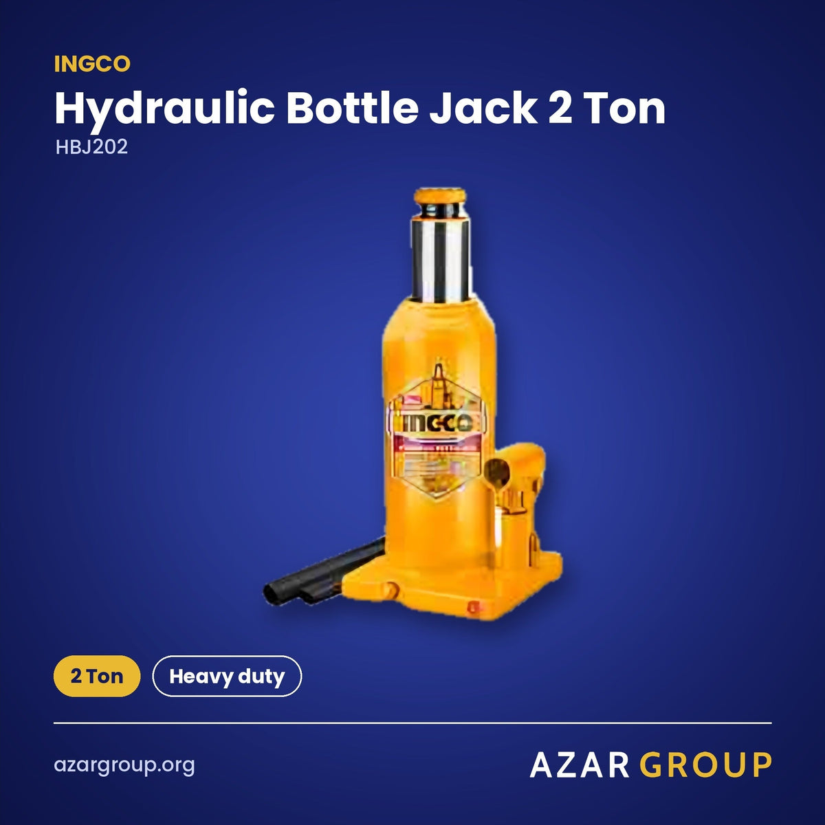 INGCO HBJ202 Hydraulic Bottle Jack 2 Ton – 2 Ton, Heavy duty