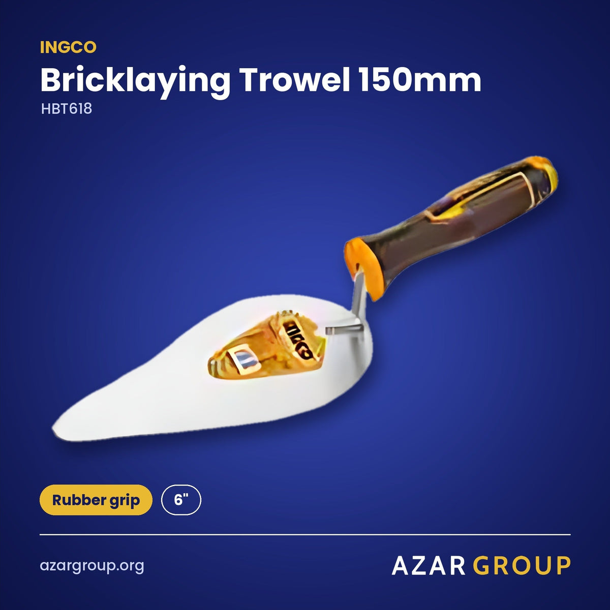 INGCO HBT618 Bricklaying Trowel 150mm – Rubber grip, 6"