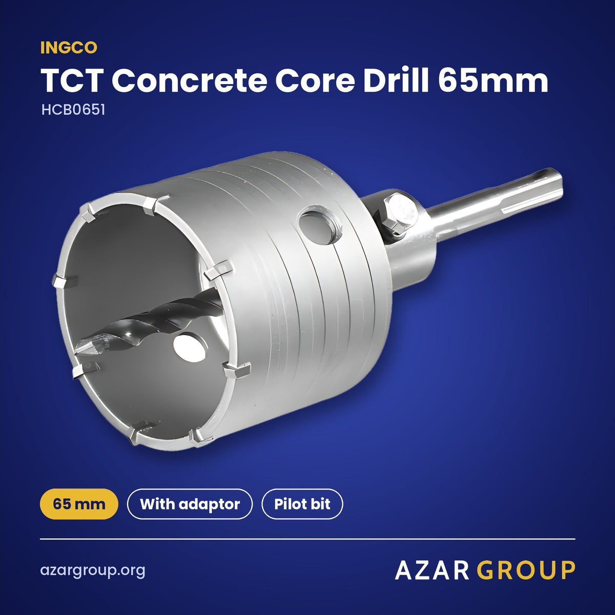 INGCO HCB0651 TCT Concrete Core Drill 65mm – 65 mm, With adaptor, Pilot bit