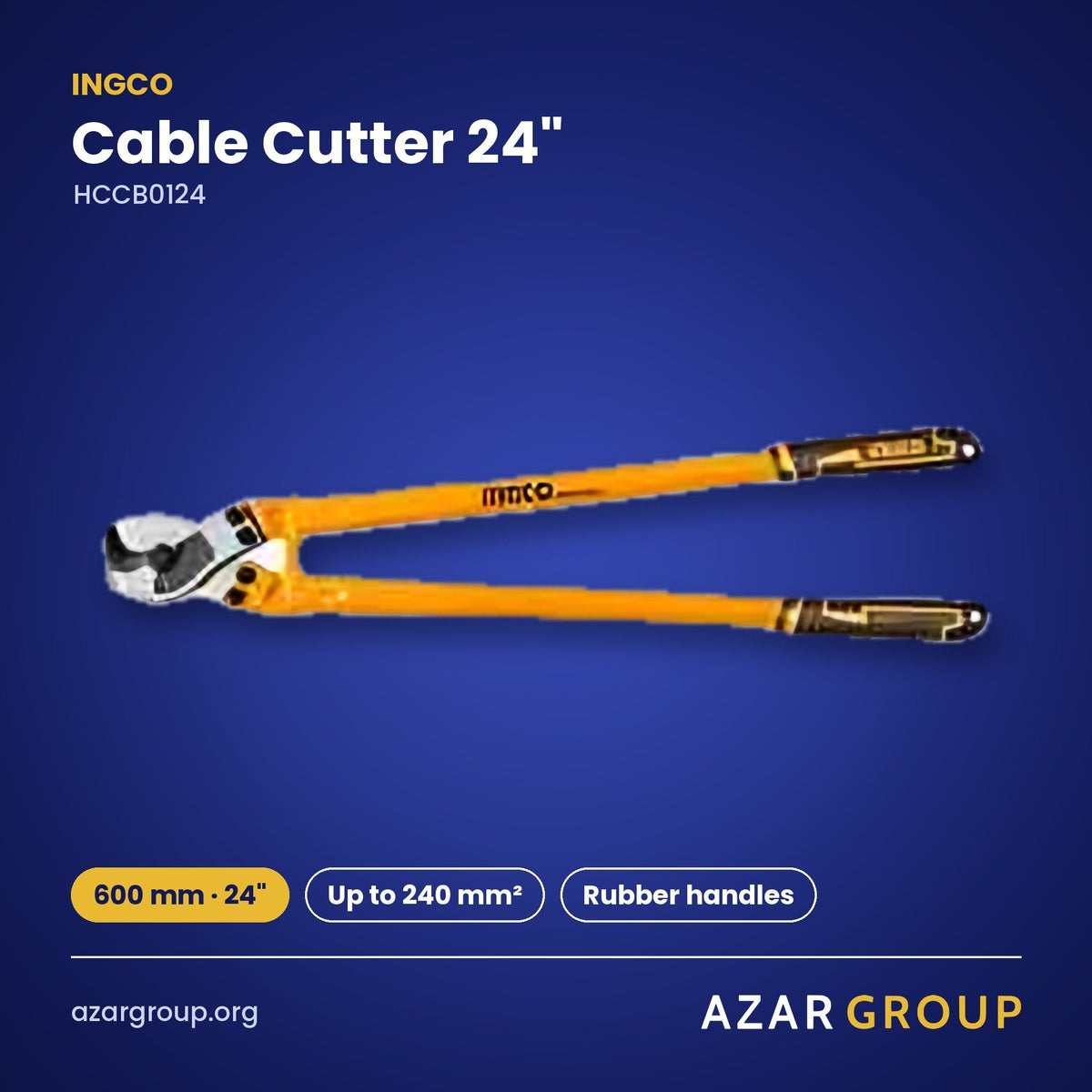 INGCO HCCB0124 Cable Cutter 24" – 600 mm · 24", Up to 240 mm², Rubber handles