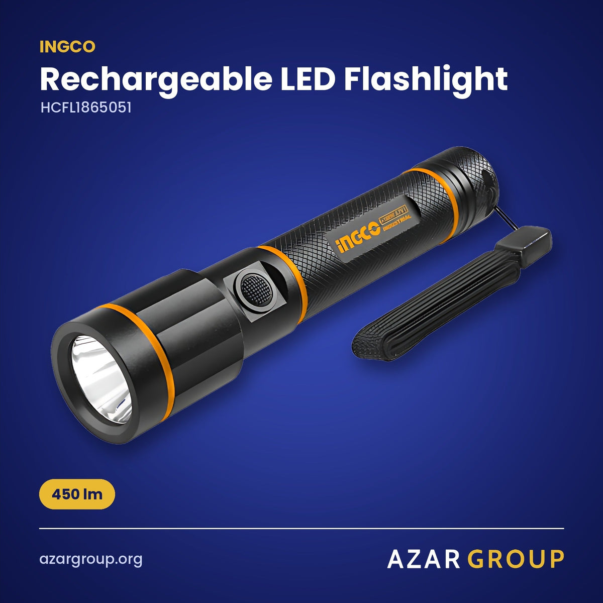 INGCO HCFL1865051 Rechargeable LED Flashlight – 450 lm