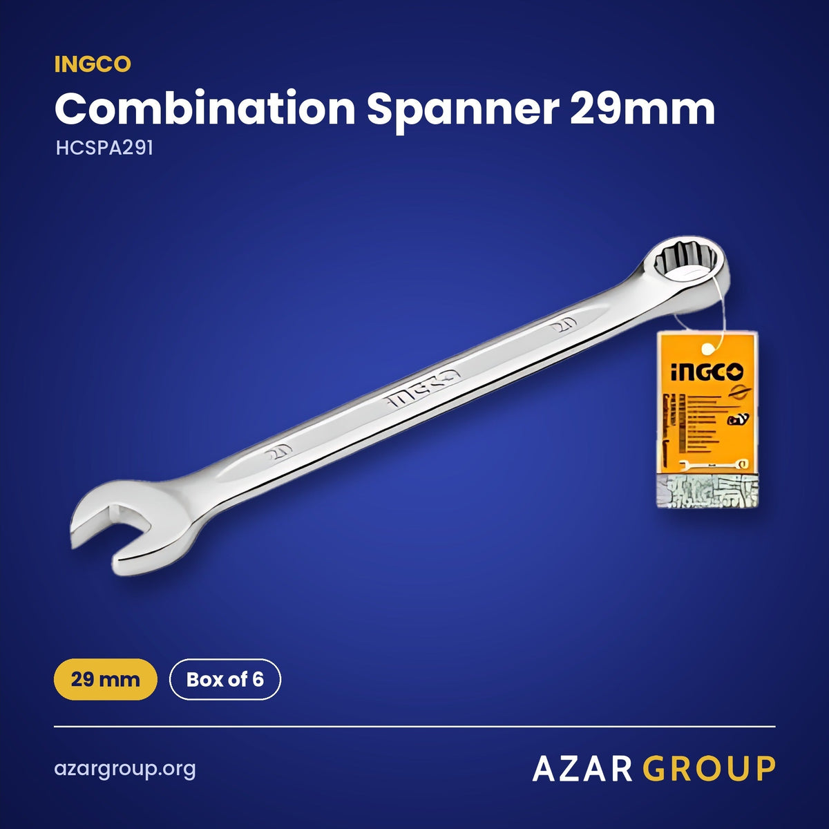 INGCO HCSPA291 Combination Spanner 29mm – 29 mm, Box of 6