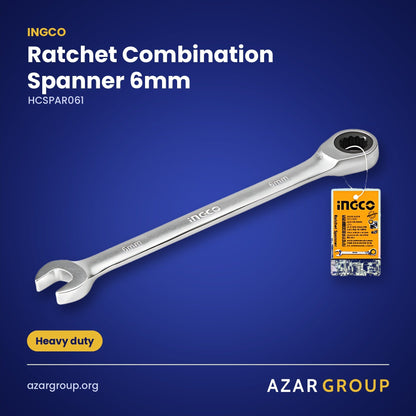 INGCO HCSPAR061 Ratchet Combination Spanner 6mm – Heavy duty
