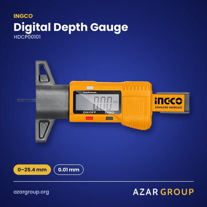 INGCO HDCP00101 Digital Depth Gauge – 0–25.4 mm, 0.01 mm