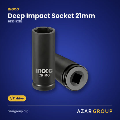 INGCO HDIS12211L Deep Impact Socket 21mm – 1/2" drive
