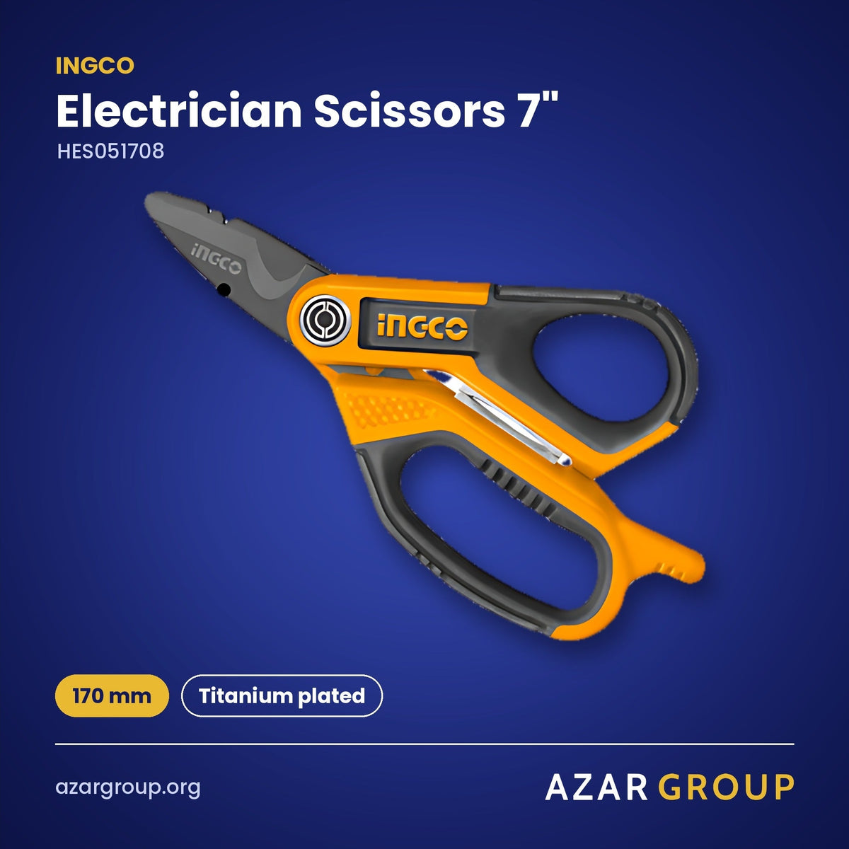 INGCO HES051708 Electrician Scissors 7" – 170 mm, Titanium plated