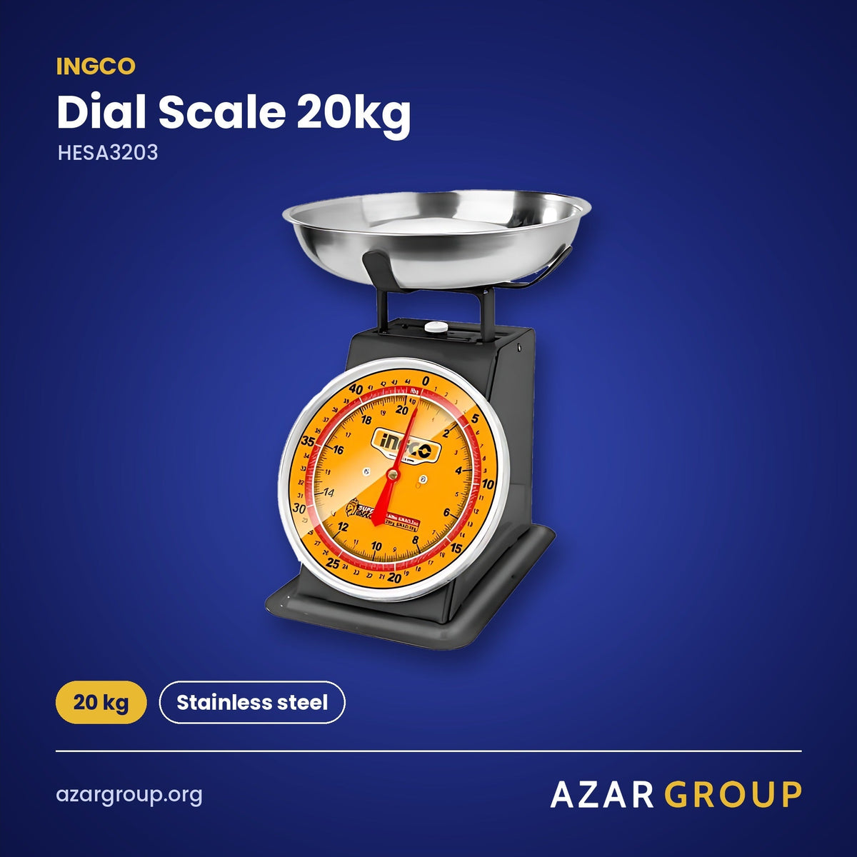 INGCO HESA3203 Dial Scale 20kg – 20 kg, Stainless steel