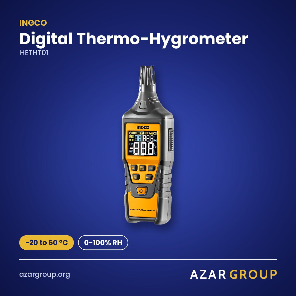 INGCO HETHT01 Digital Thermo-Hygrometer – -20 to 60 °C, 0-100% RH