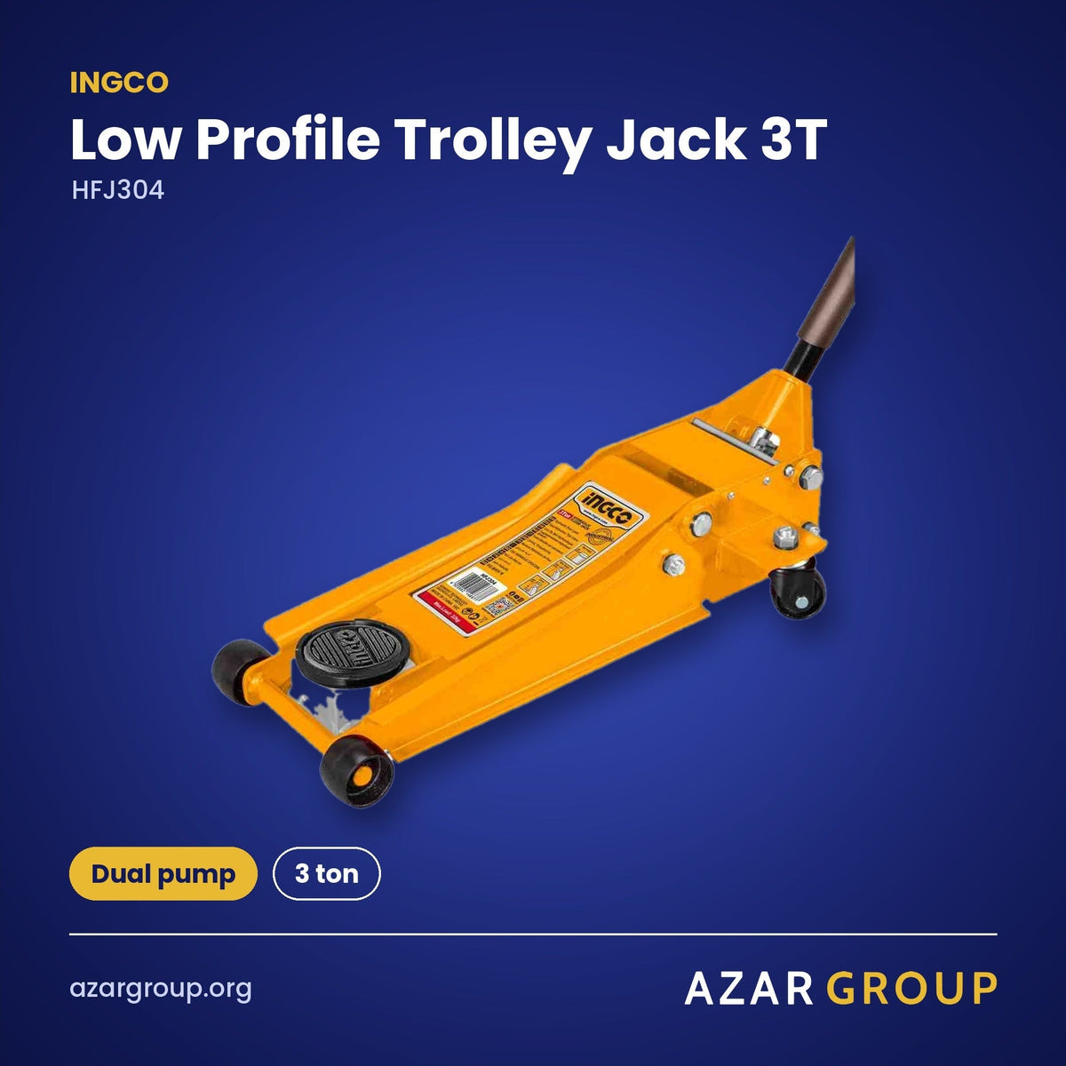 INGCO HFJ304 Low Profile Trolley Jack 3T – Dual pump, 3 ton