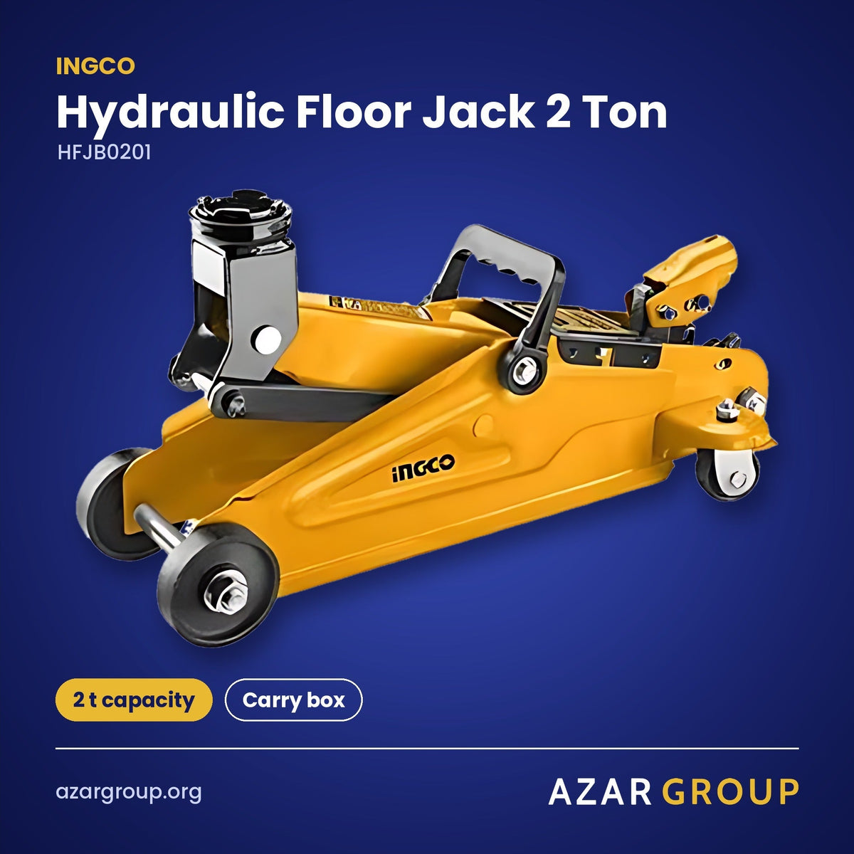 INGCO HFJB0201 Hydraulic Floor Jack 2 Ton – 2 t capacity, Carry box