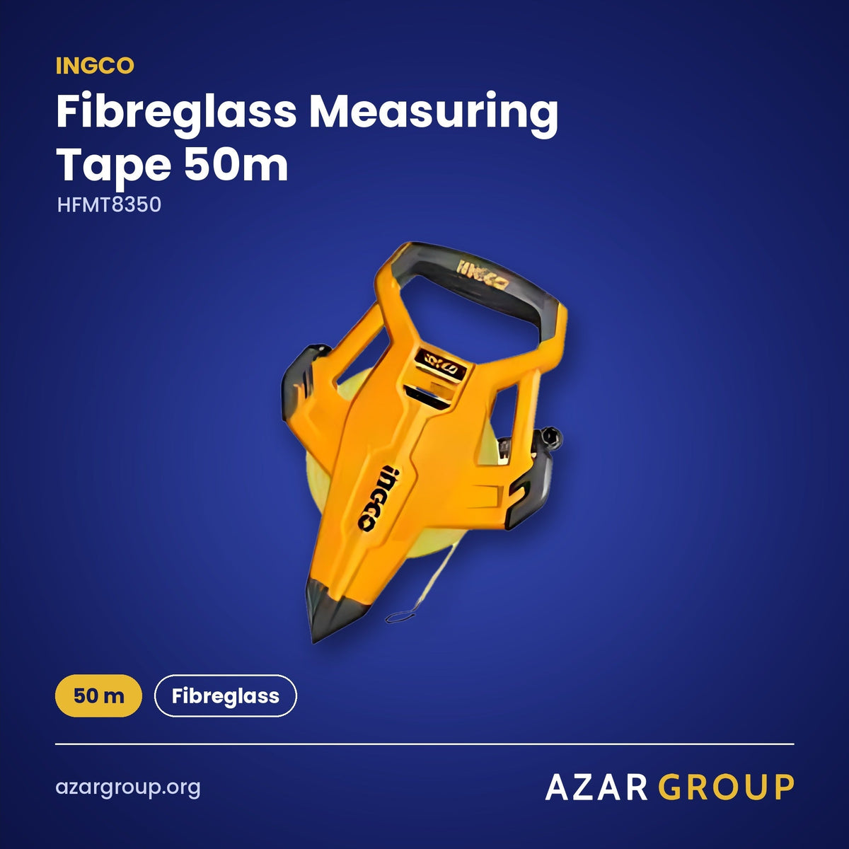 INGCO HFMT8350 Fibreglass Measuring Tape 50m – 50 m, Fibreglass