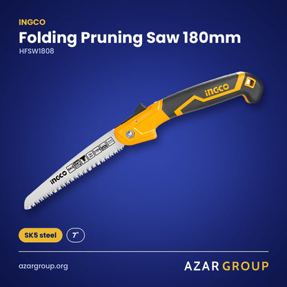 INGCO HFSW1808 Folding Pruning Saw 180mm – SK5 steel, 7"