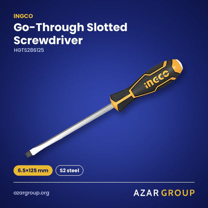 INGCO HGTS286125 Go-Through Slotted Screwdriver – 6.5×125 mm, S2 steel