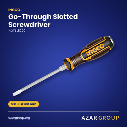 INGCO HGTSL8200 Go-Through Slotted Screwdriver – SL8 · 8 × 200 mm