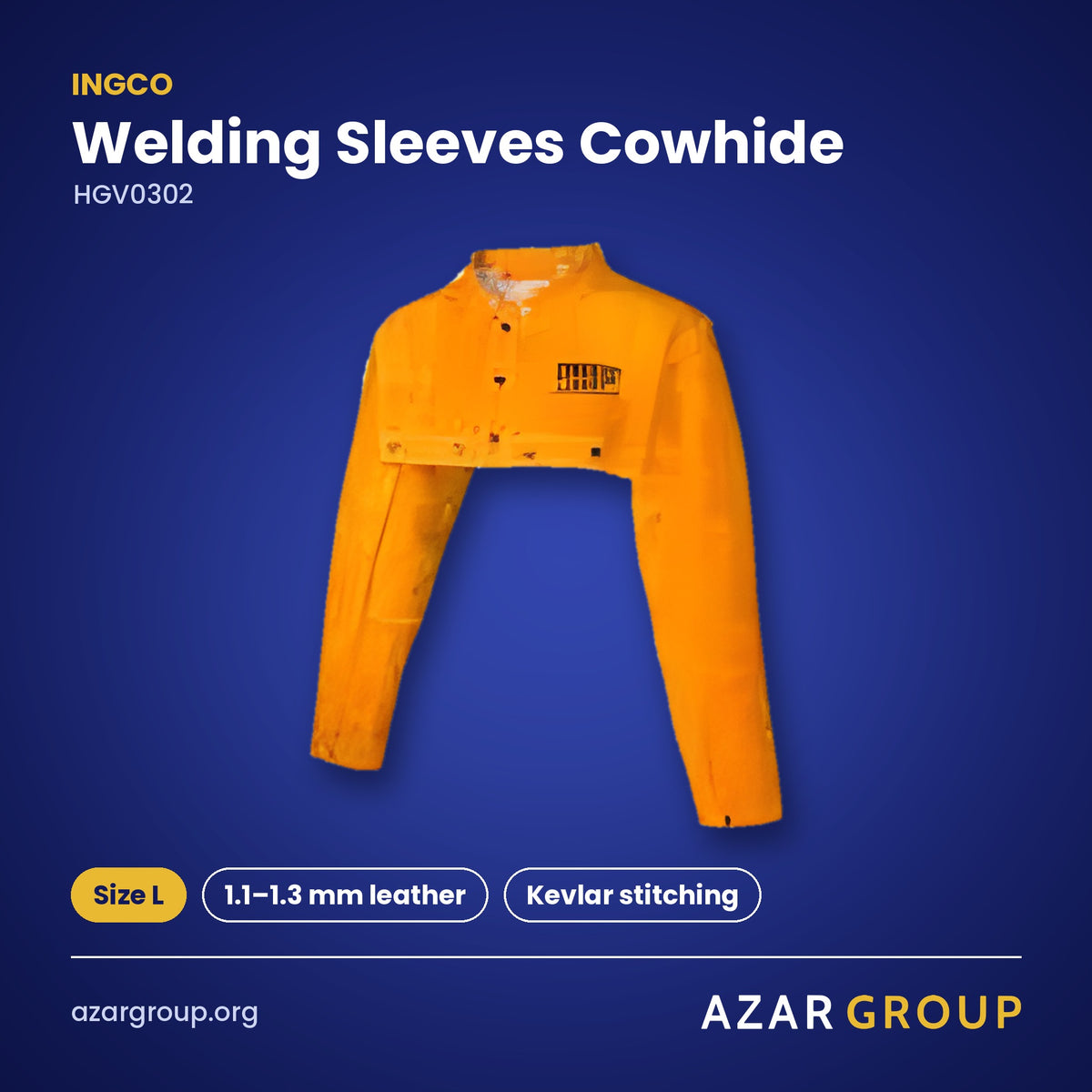INGCO HGV0302 Welding Sleeves Cowhide – Size L, 1.1–1.3 mm leather, Kevlar stitching