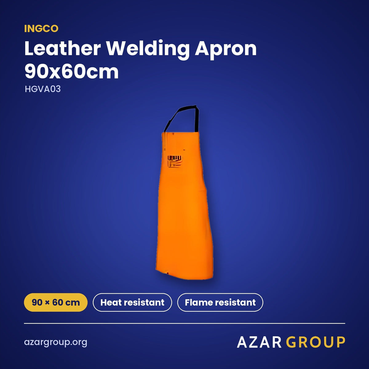 INGCO HGVA03 Leather Welding Apron 90x60cm – 90 × 60 cm, Heat resistant, Flame resistant