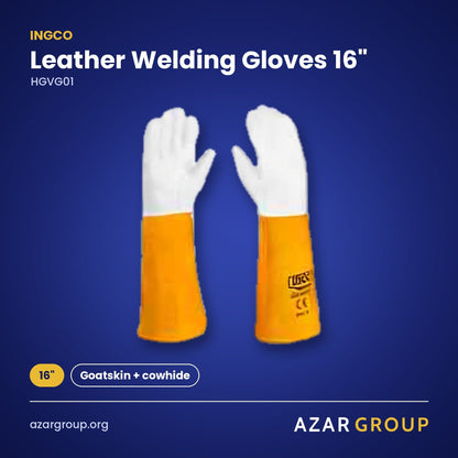 INGCO HGVG01 Leather Welding Gloves 16" – 16", Goatskin + cowhide