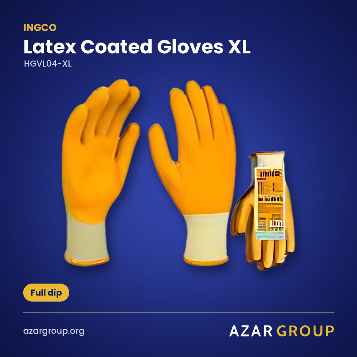 INGCO HGVL04-XL Latex Coated Gloves XL – Full dip