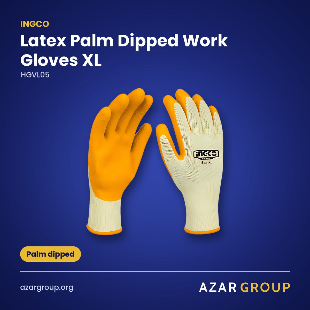 INGCO HGVL05 Latex Palm Dipped Work Gloves XL – Palm dipped