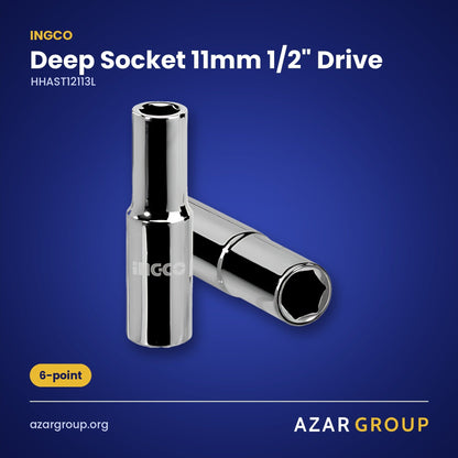 INGCO HHAST12113L Deep Socket 11mm 1/2" Drive – 6-point