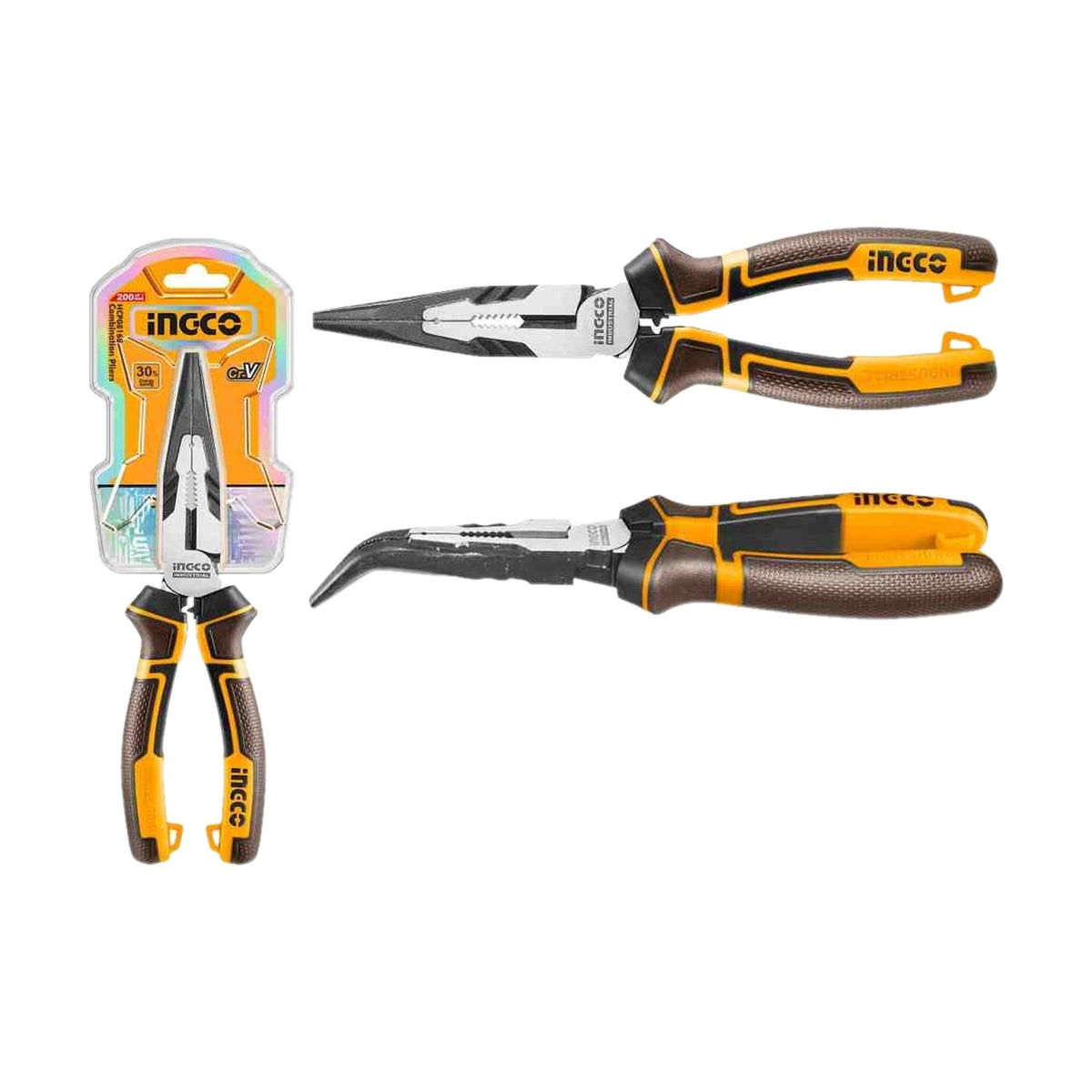 INGCO HHBNP28201 Bent Long Nose Pliers 200mm
