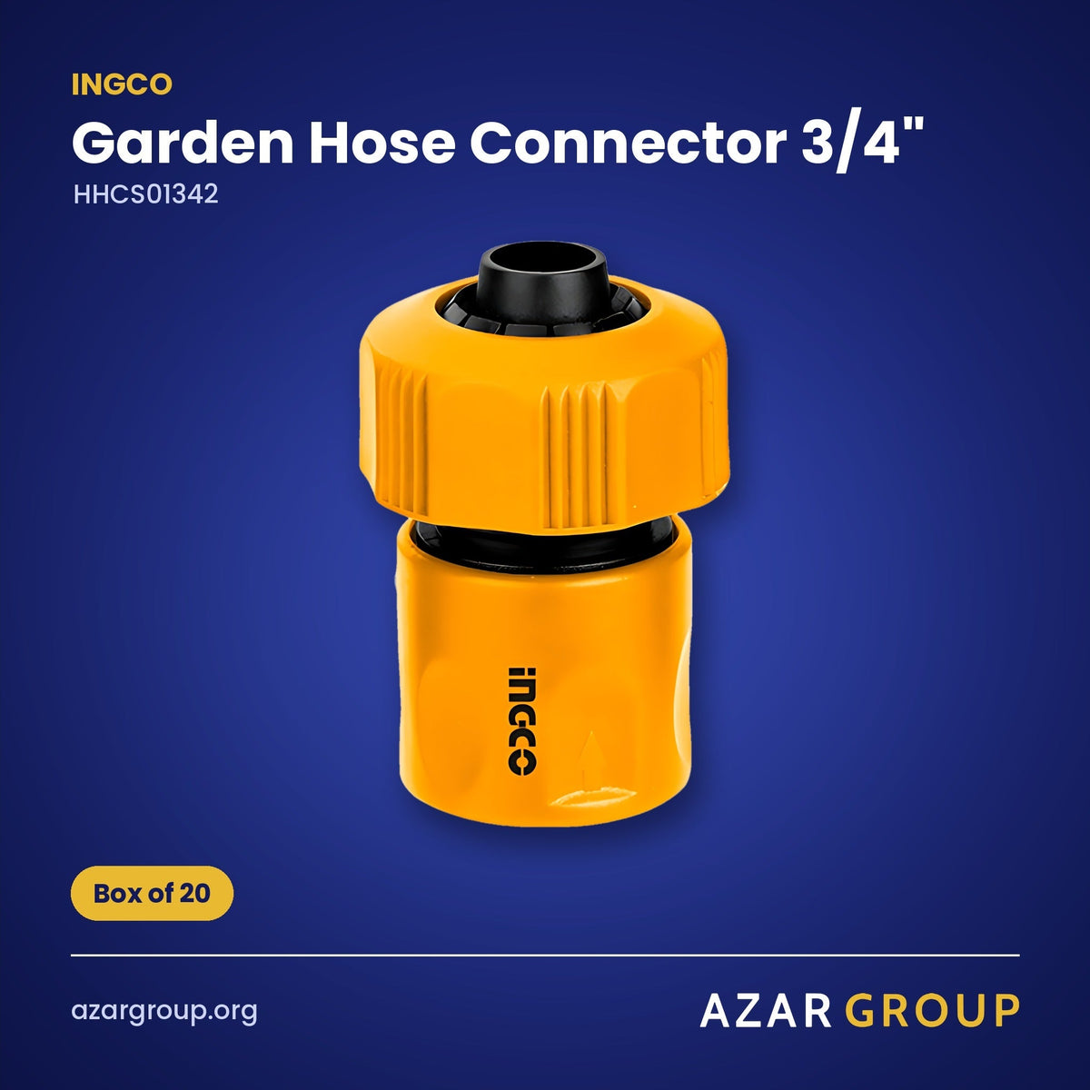 INGCO HHCS01342 Garden Hose Connector 3/4" – Box of 20