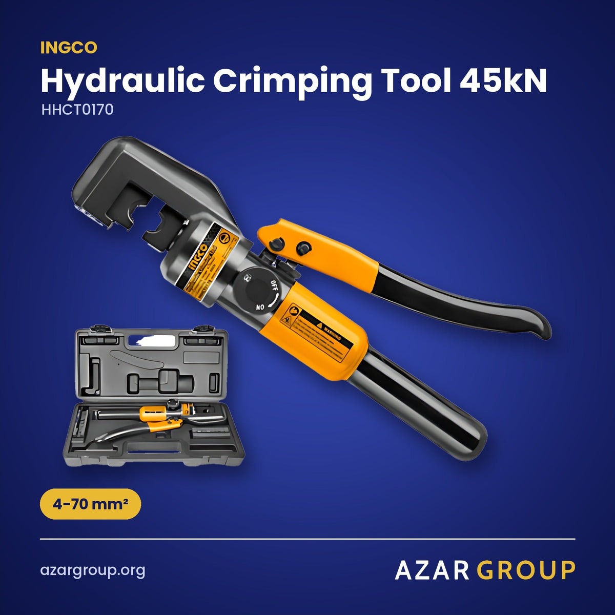 INGCO HHCT0170 Hydraulic Crimping Tool 45kN – 4-70 mm²