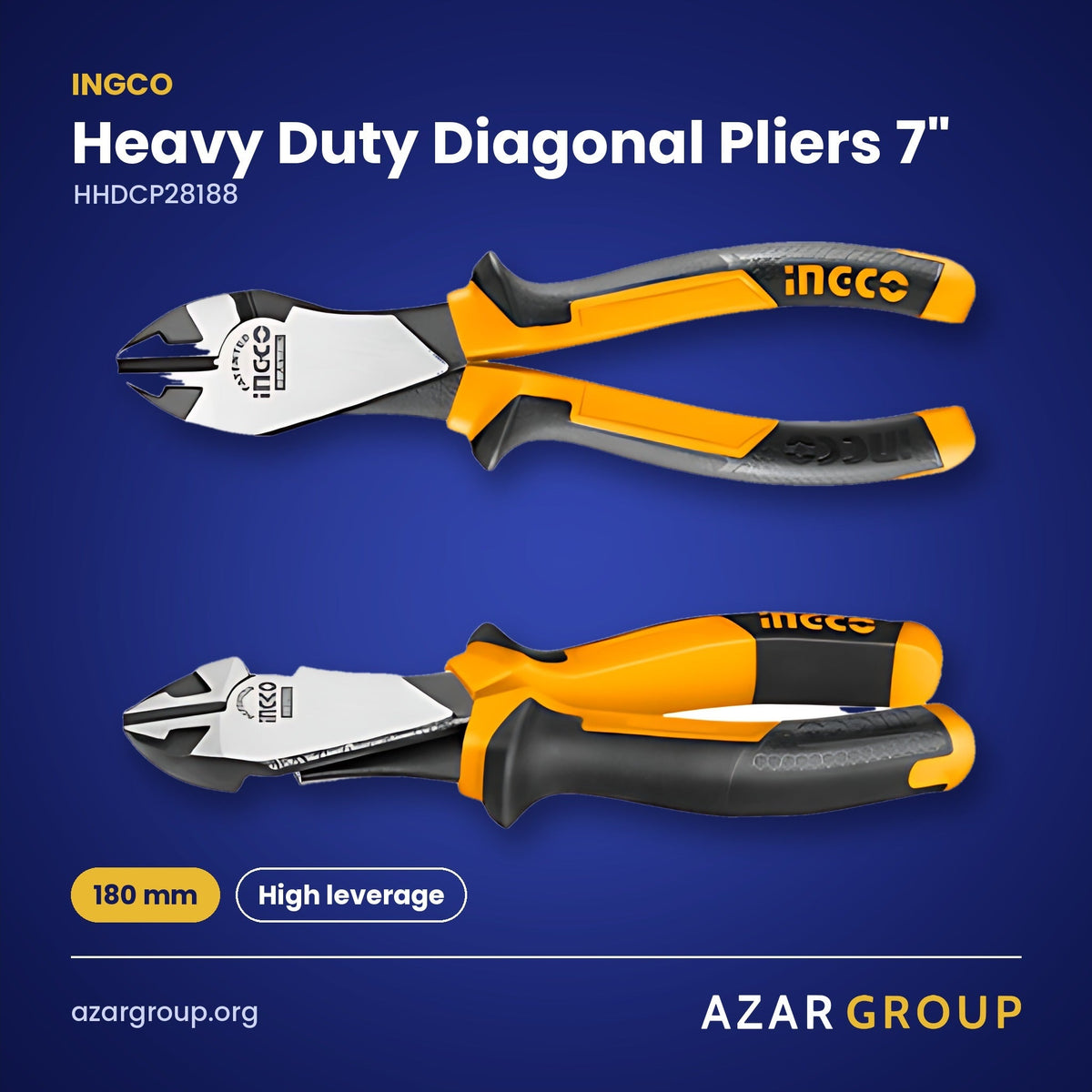 INGCO HHDCP28188 Heavy Duty Diagonal Pliers 7" – 180 mm, High leverage