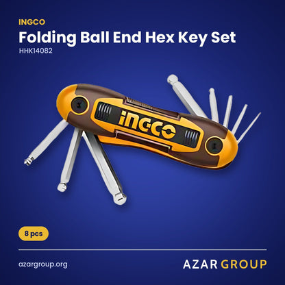 INGCO HHK14082 Folding Ball End Hex Key Set – 8 pcs