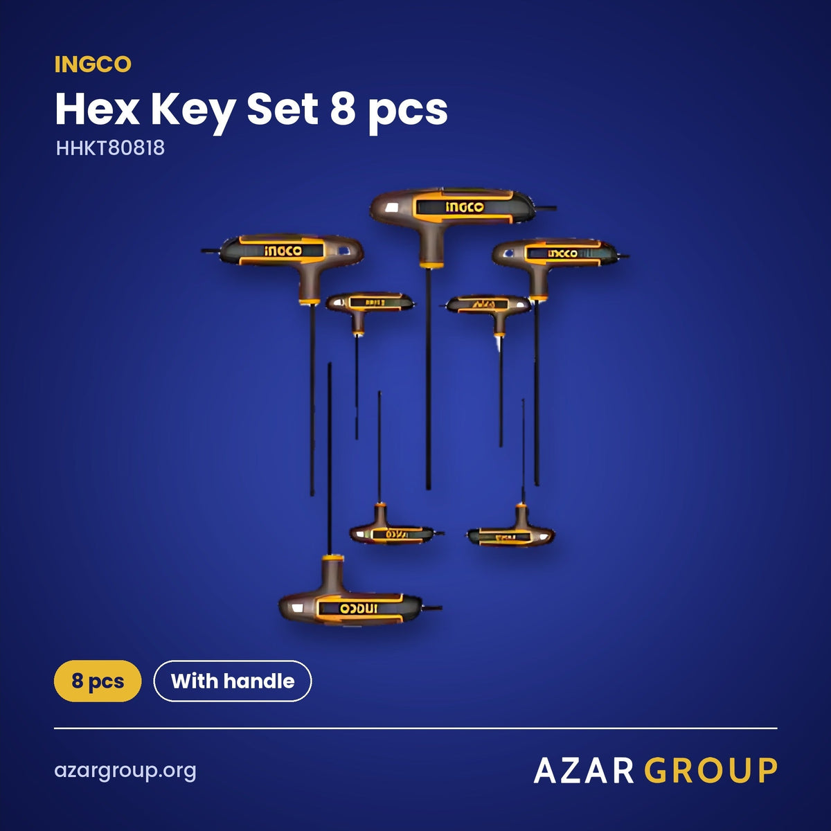 INGCO HHKT80818 Hex Key Set 8 pcs – 8 pcs, With handle