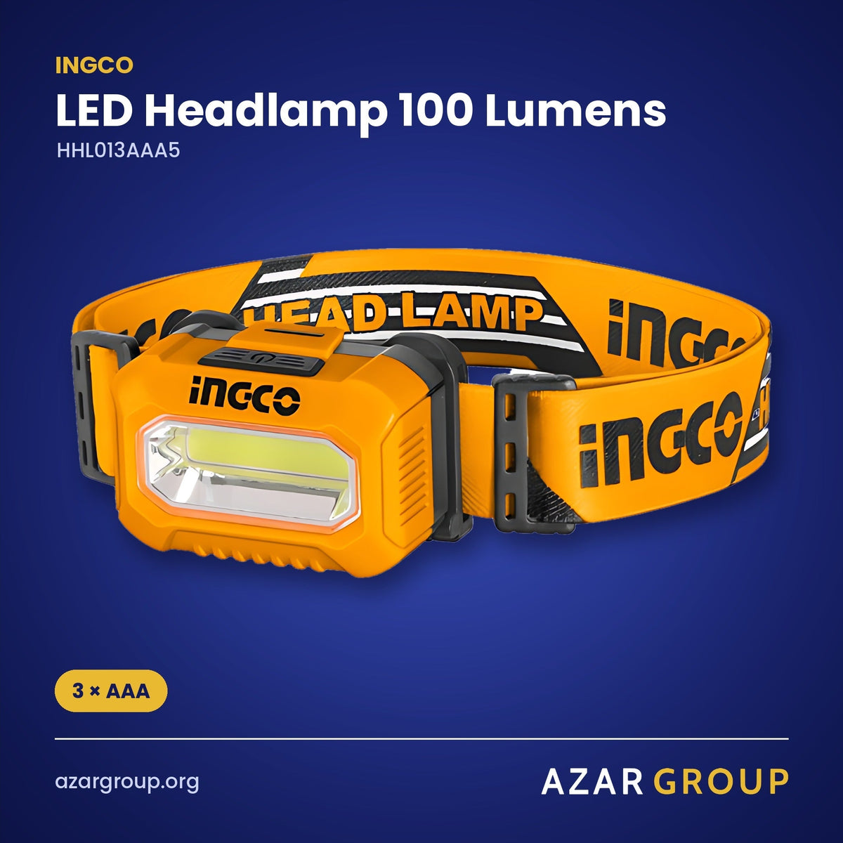 INGCO HHL013AAA5 LED Headlamp 100 Lumens – 3 × AAA