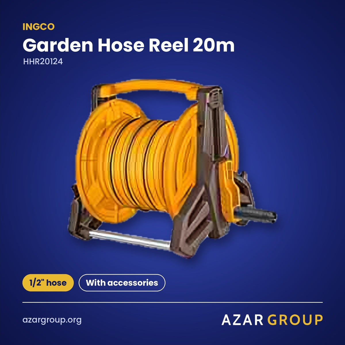 INGCO HHR20124 Garden Hose Reel 20m – 1/2" hose, With accessories