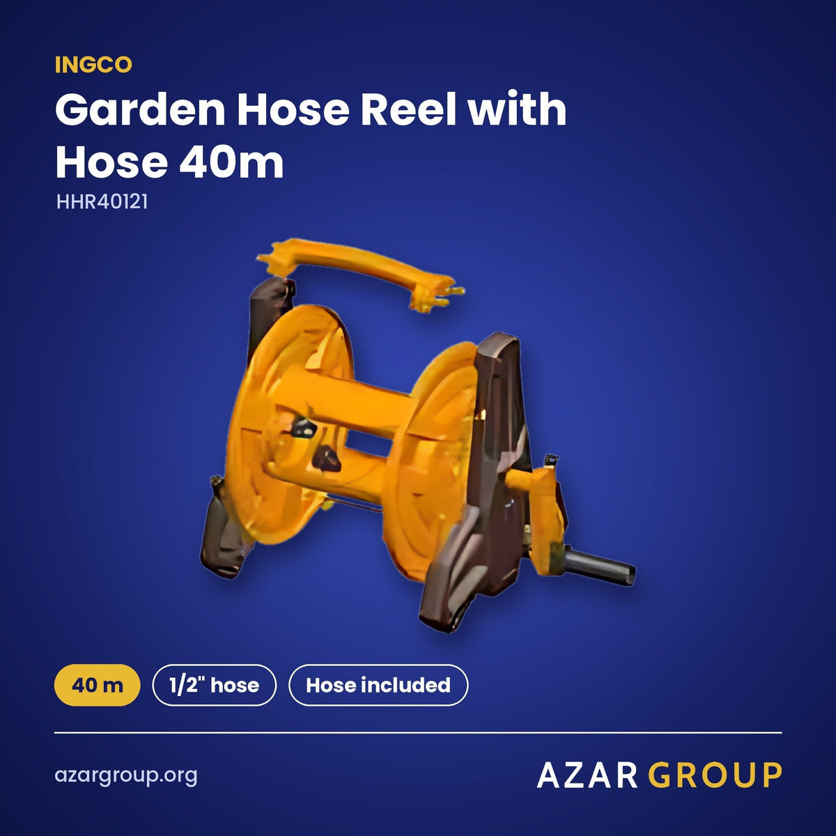 INGCO HHR40121 Garden Hose Reel with Hose 40m – 40 m, 1/2" hose, Hose included